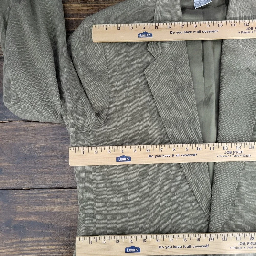 Claiborne Men's Sport Coat Blazer‎ Two Button Green Cotton Linen Blend 40R